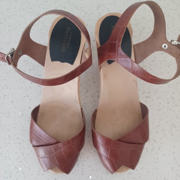 Brown "croc print" Merci sandals - size 39 - Picture 2 of 7